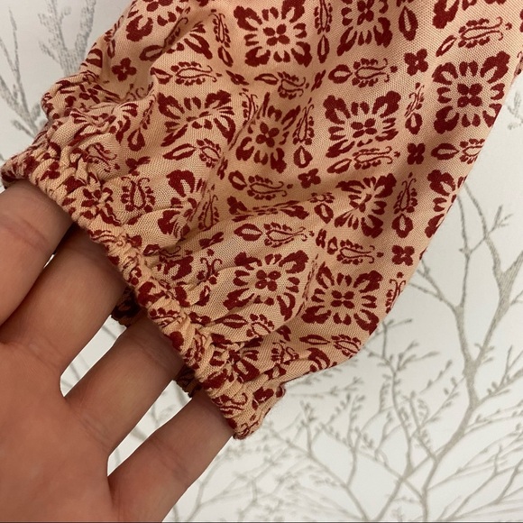 PATRONS OF PEACE Irving Adobe Tile Print Cropped Smocked Top Boho Peasant Medium - Picture 8 of 15